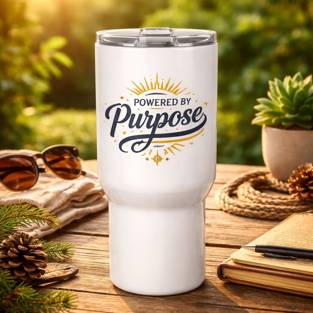 Powered by Purpose Travel Mug with a Handle